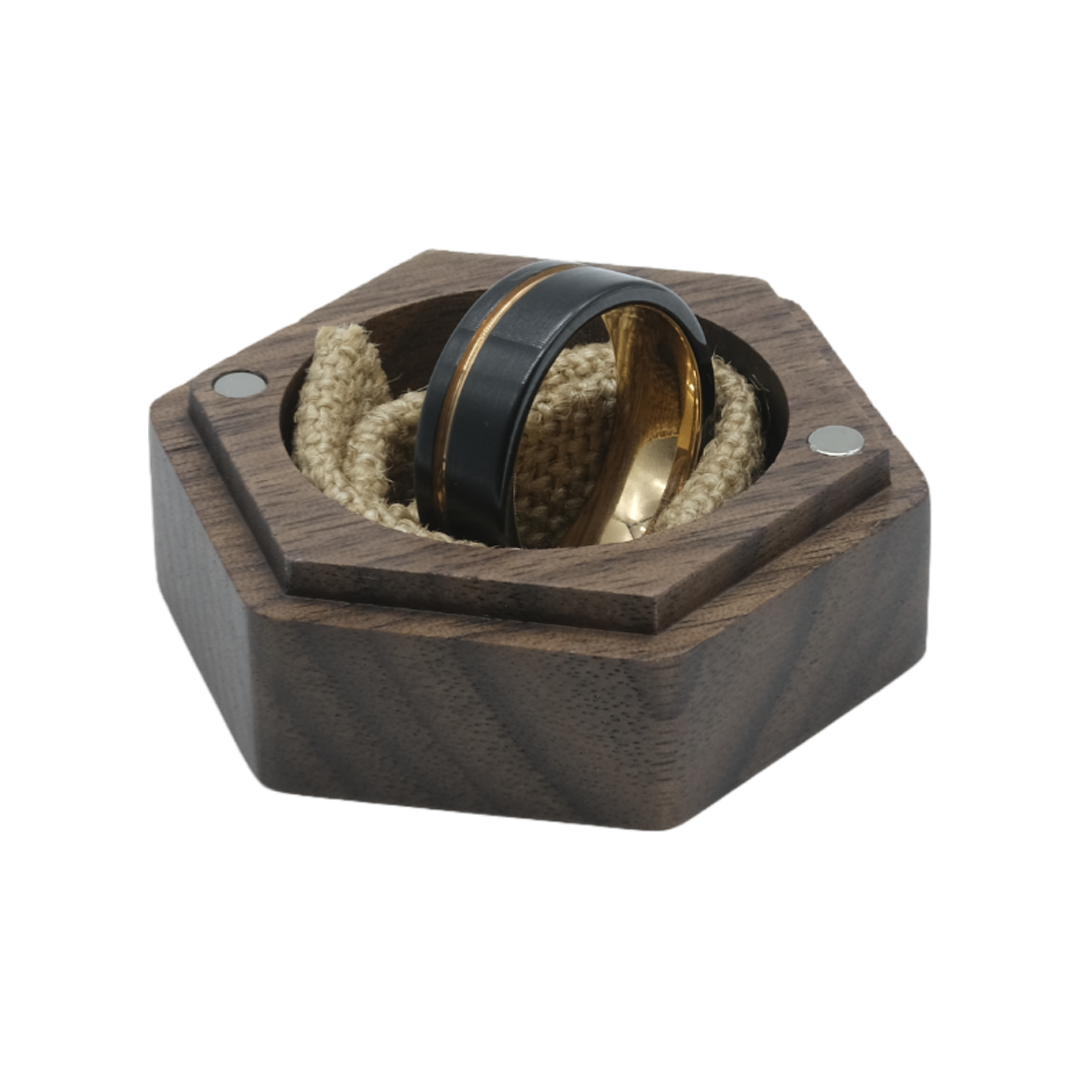Hexagon Wood Ring Box