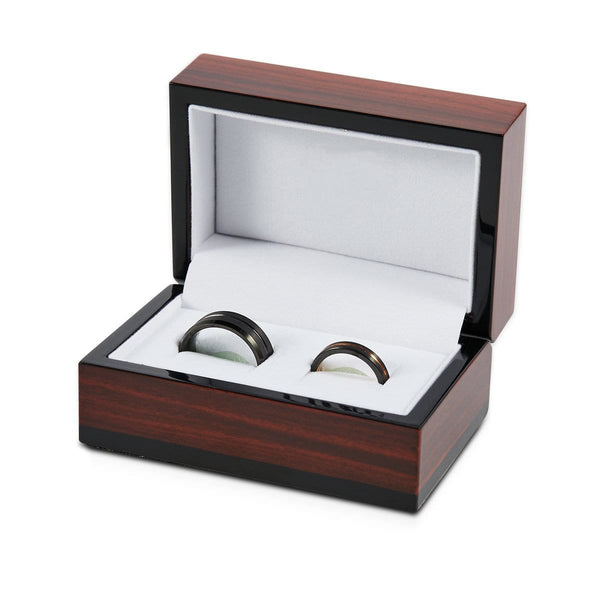 Premium Wood Double Ring Box - Main Image