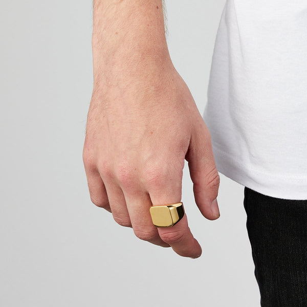 Gold signet ring deals square