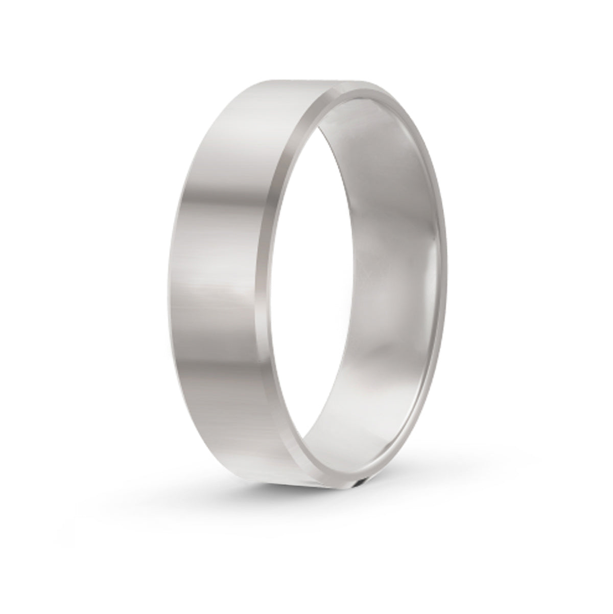 Men's Beveled White Gold Ring