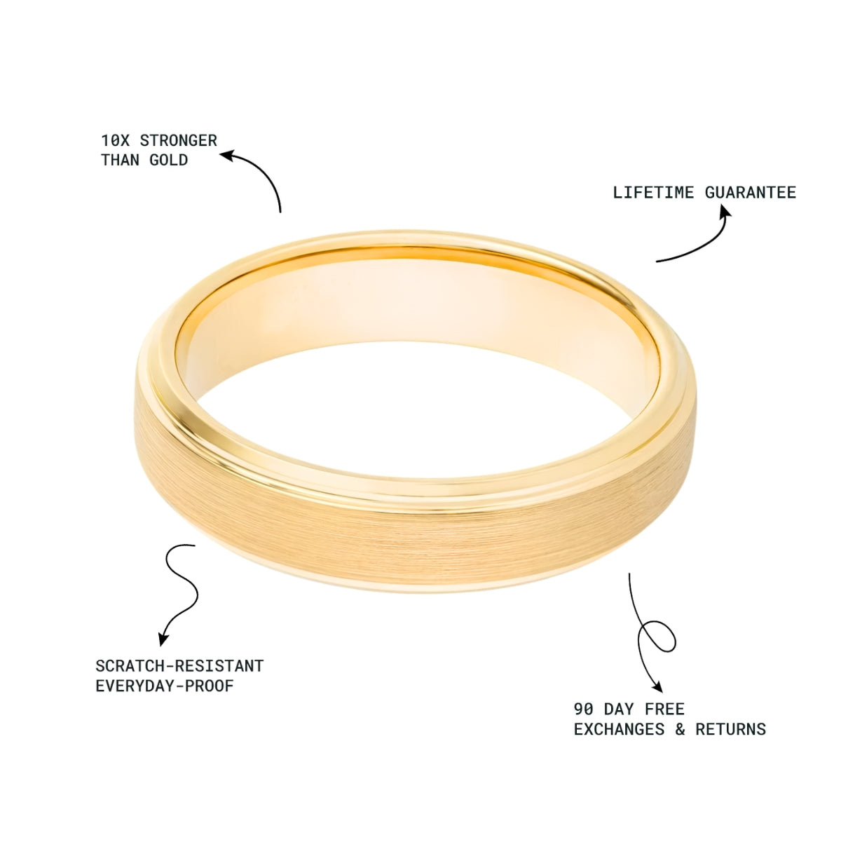 Men’s Brushed Gold Tungsten Ring