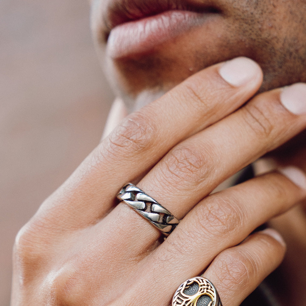 Men's Silver Chain Link Ring