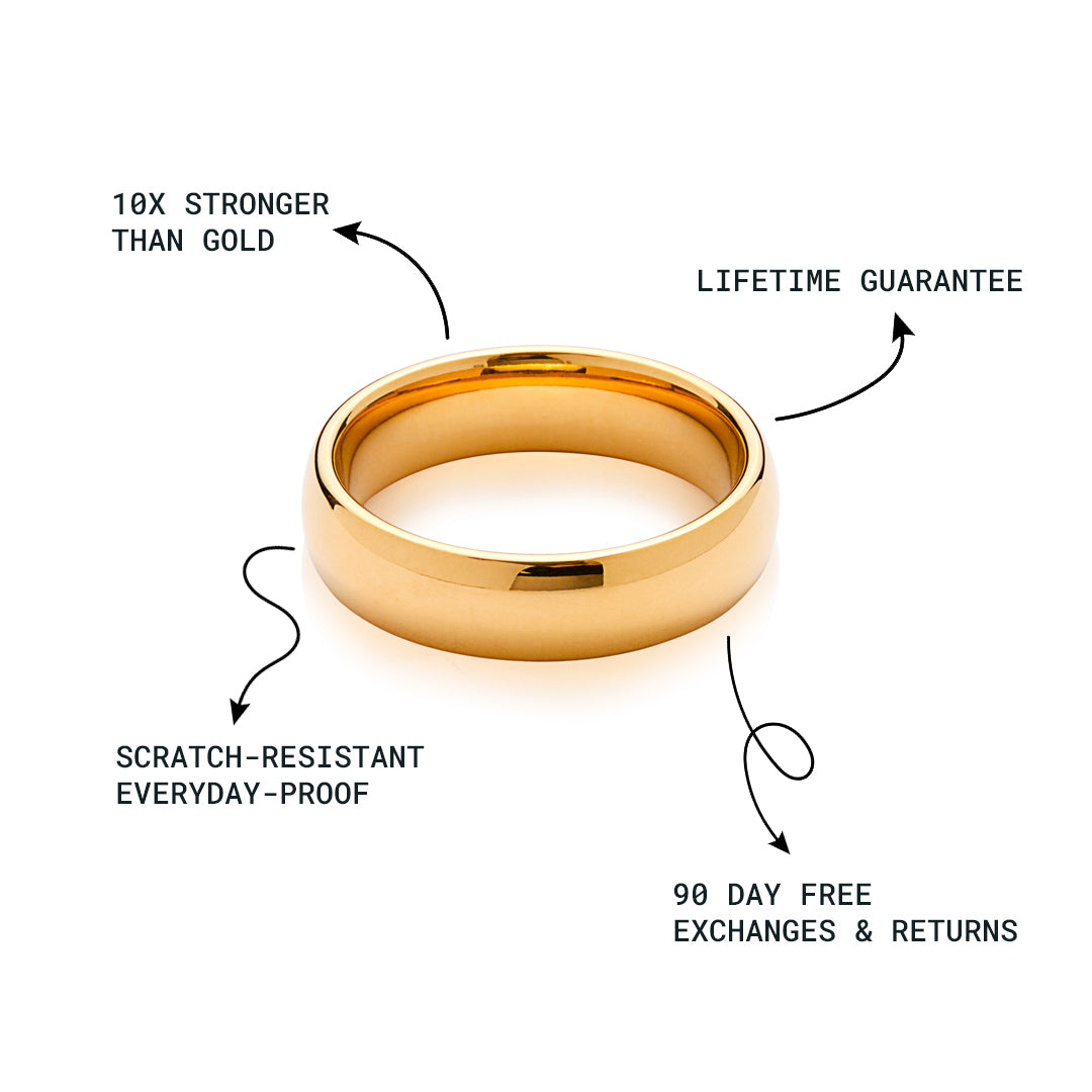 Men's Classic Gold Tungsten Ring