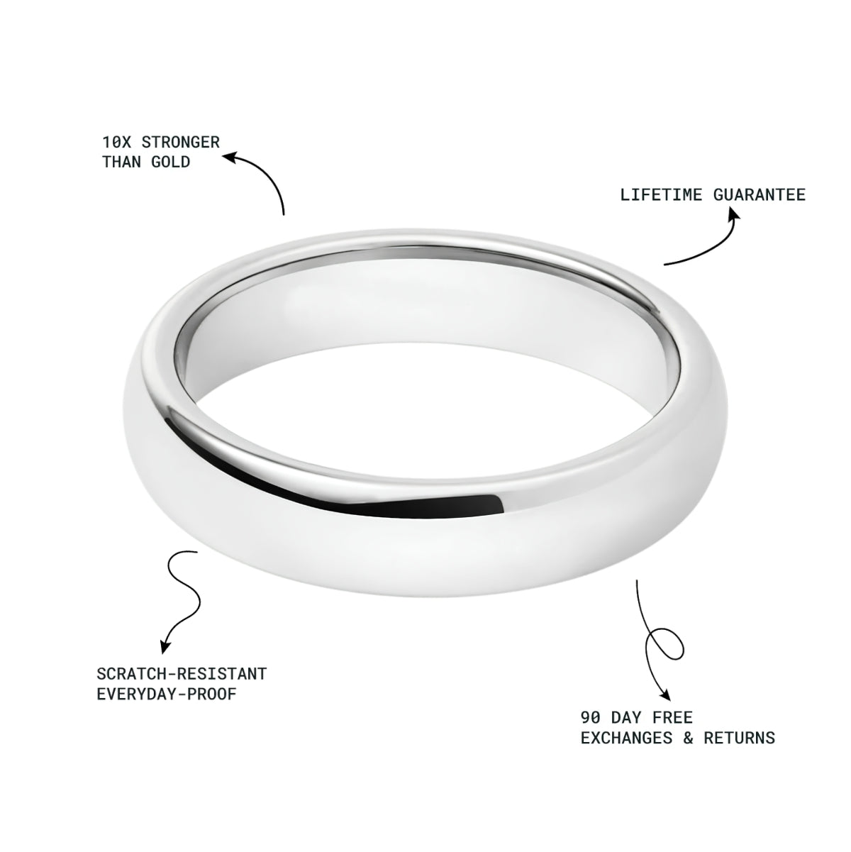 Men's Classic Silver Tungsten Ring