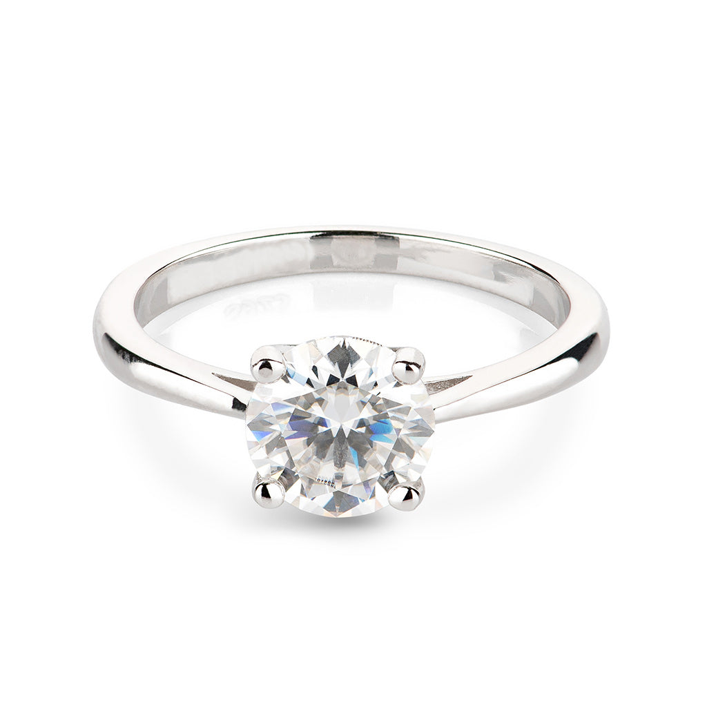 Round Solitaire Moissanite Engagement Ring