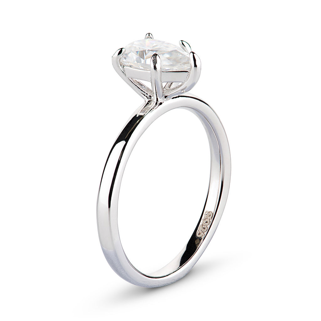 Pear Solitaire Moissanite Engagement Ring