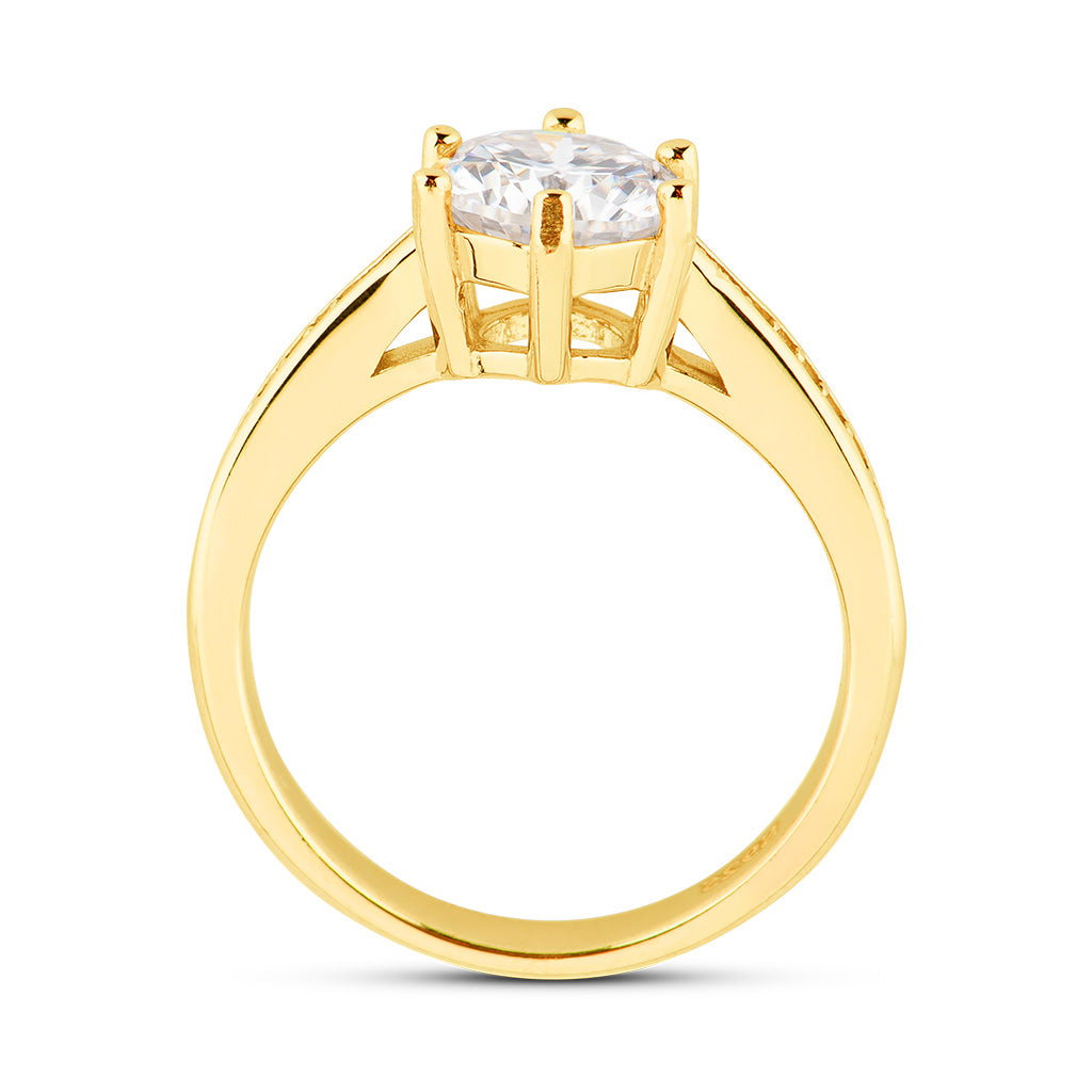 6 Prong Half Pave Moissanite Engagement Ring