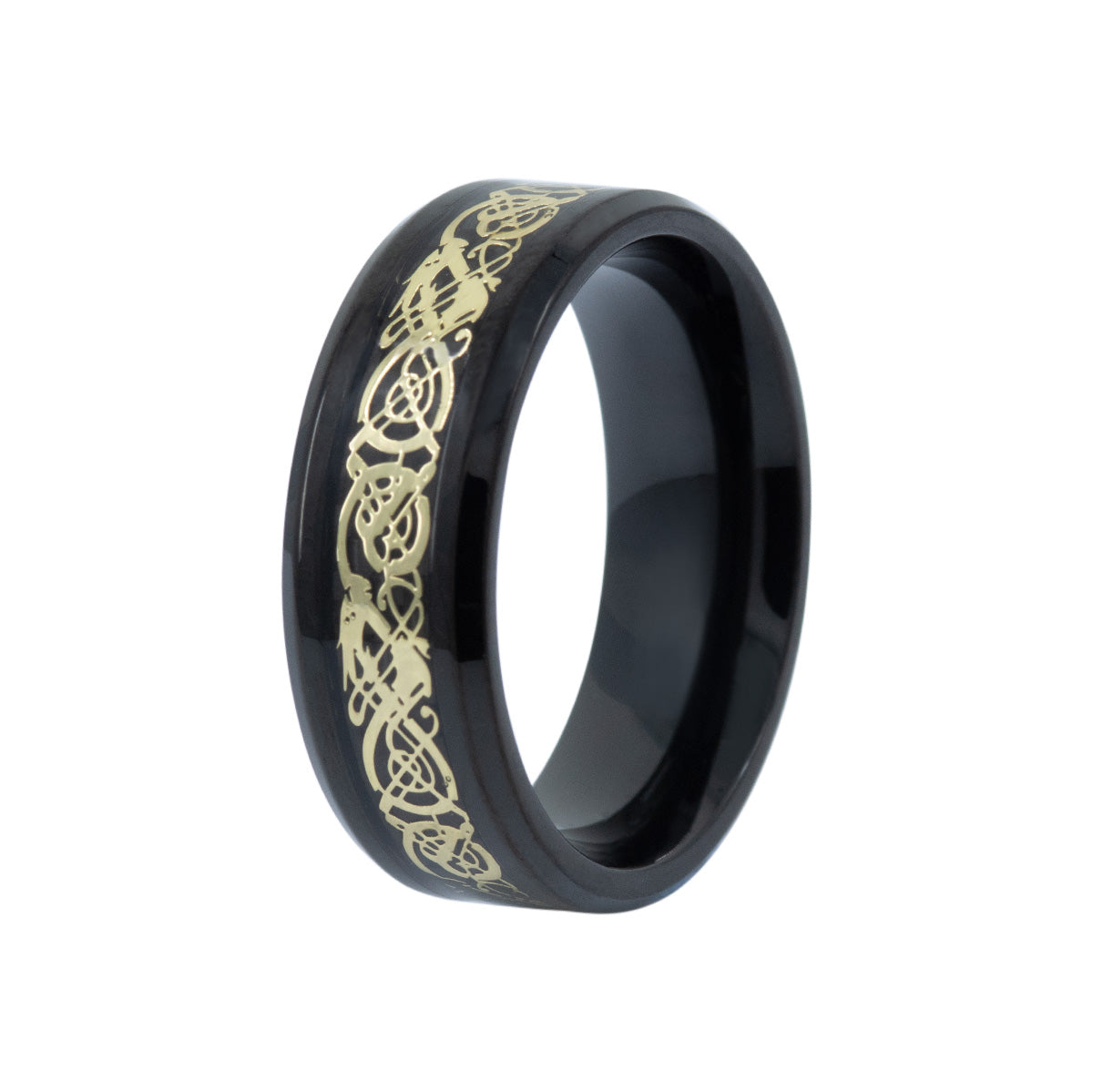 Men&#39;s Gold Inlay Celtic Dragon Ring