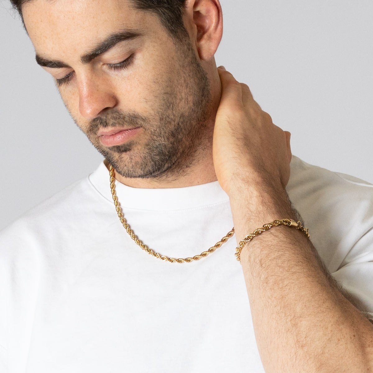 Gold Rope Chain Bracelet Mens Men's Rope Chain Bracelet 14k Tri