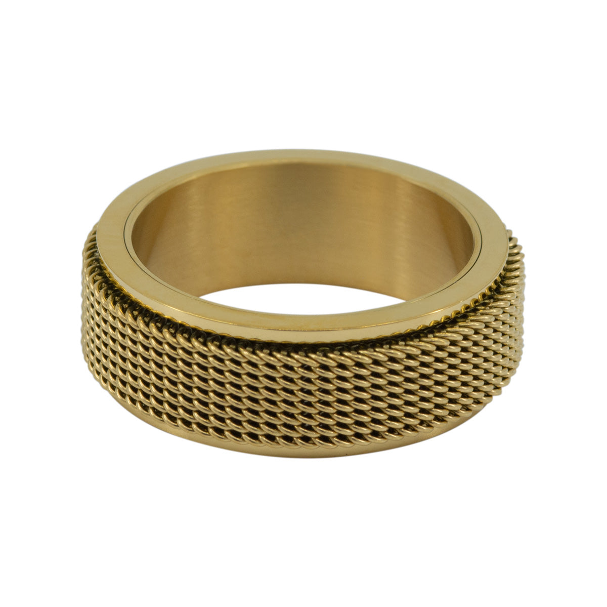 Men's Gold Steel Mesh Anxiety Ring