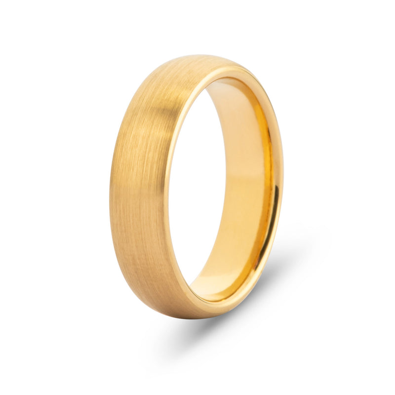 Men’s Brushed Gold Dome Tungsten Ring