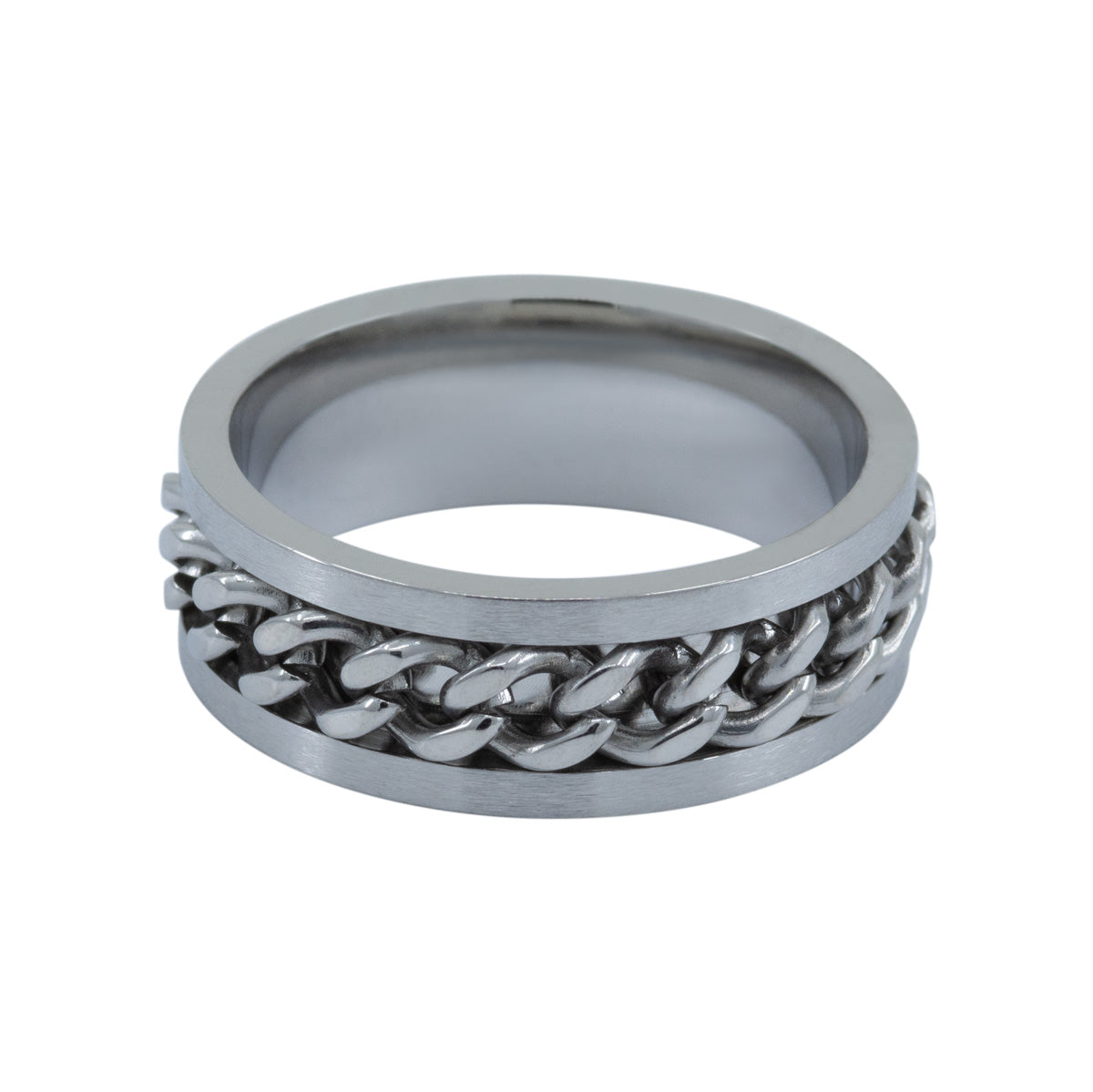 Men&#39;s Silver Chain Link Anxiety Ring
