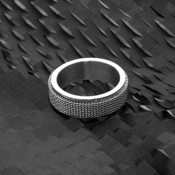 Men's Silver Steel Mesh Anxiety Ring - ETRNL
