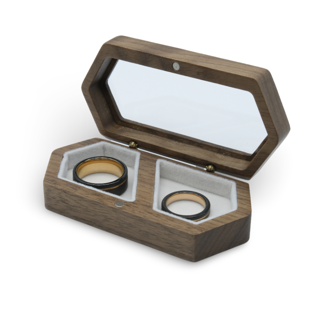 Walnut Wood Double Ring Box