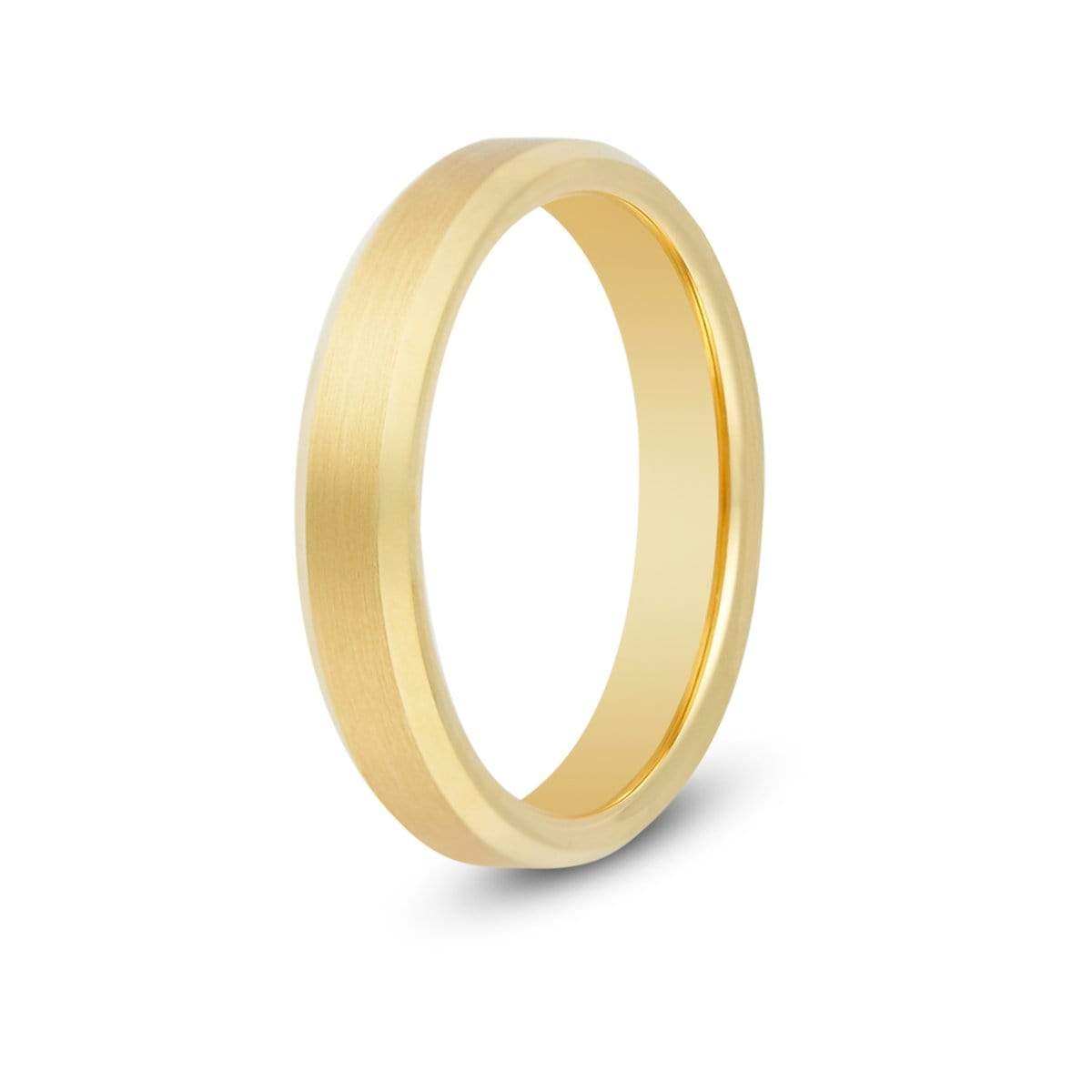 4mm Brushed Gold Beveled Tungsten Ring