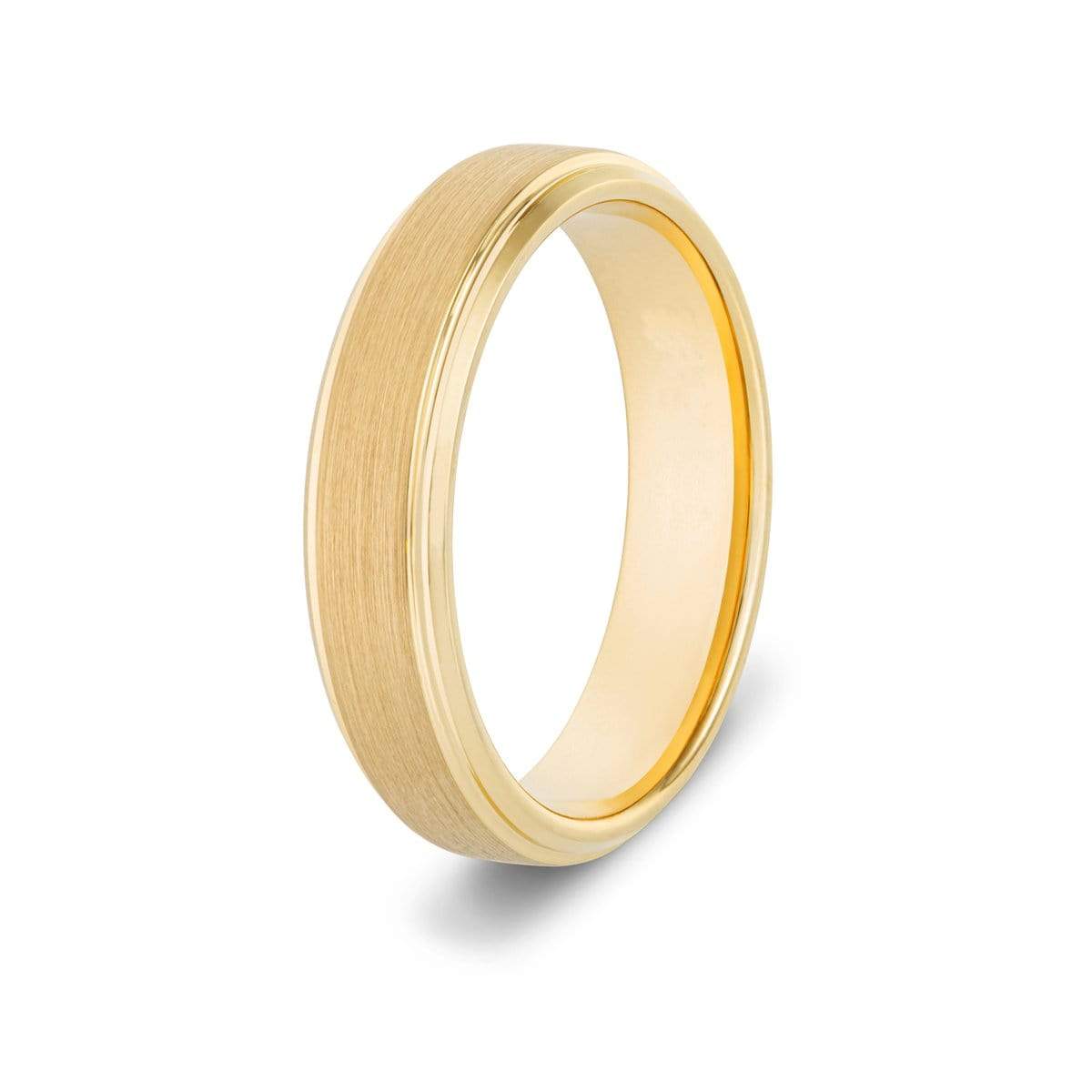 Brushed Gold Tungsten Ring Set