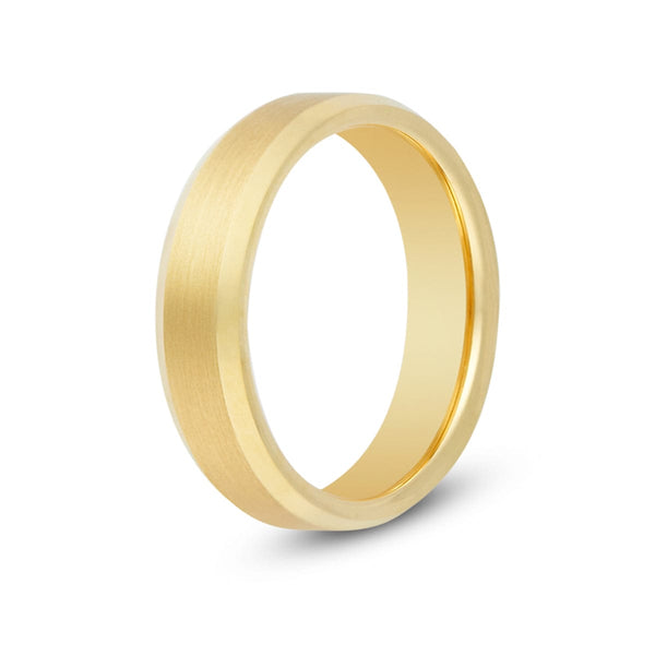 Men’s Brushed Gold Beveled Tungsten Ring | Etrnl - ETRNL