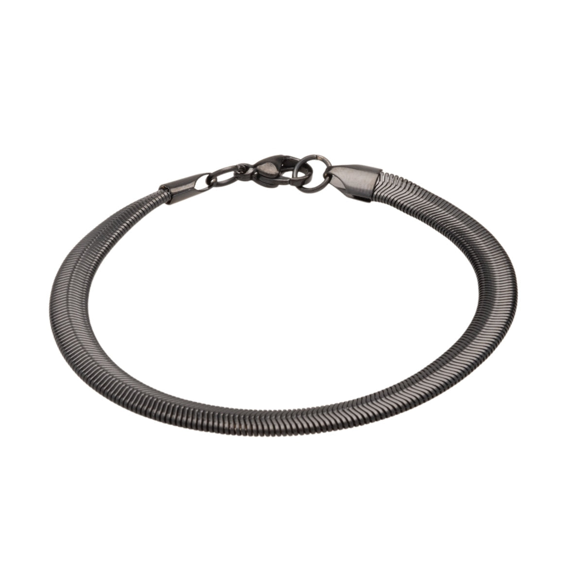 Black Flat Snake Chain Bracelet (6mm)