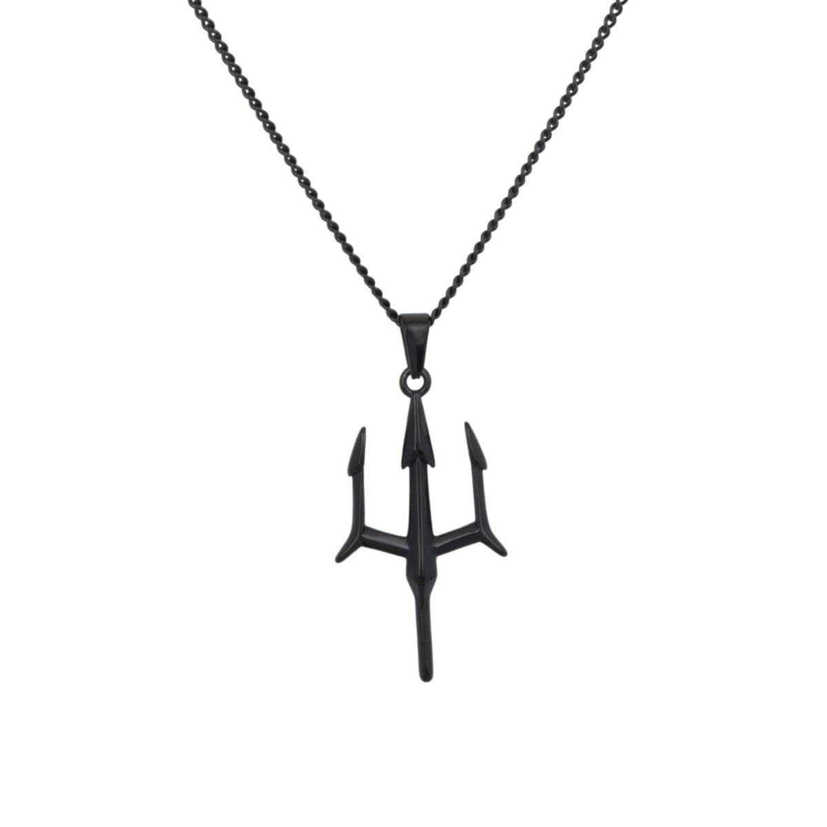 Black Trident Pendant Necklace