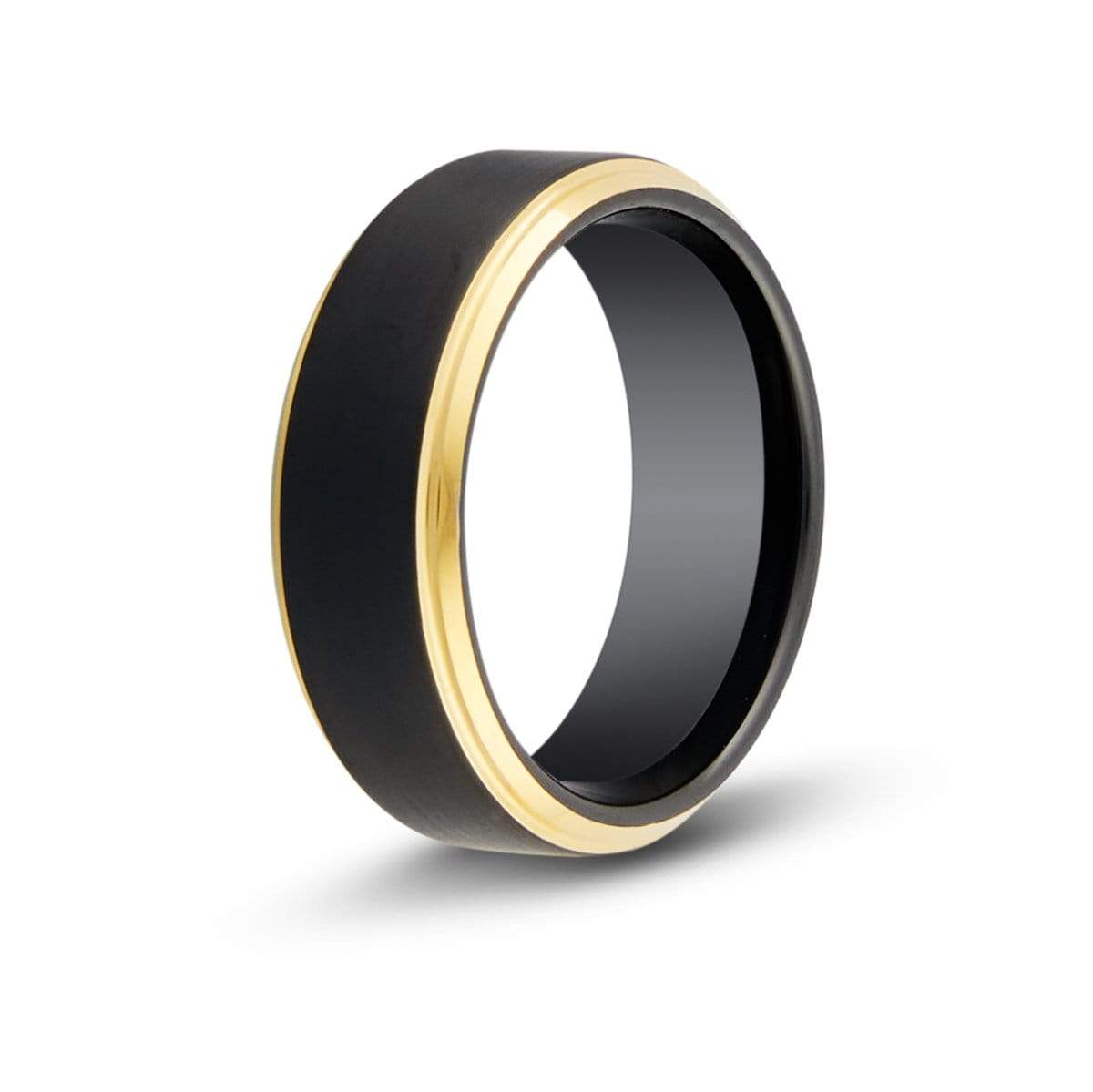 Gold Edge Black Tungsten Ring Set