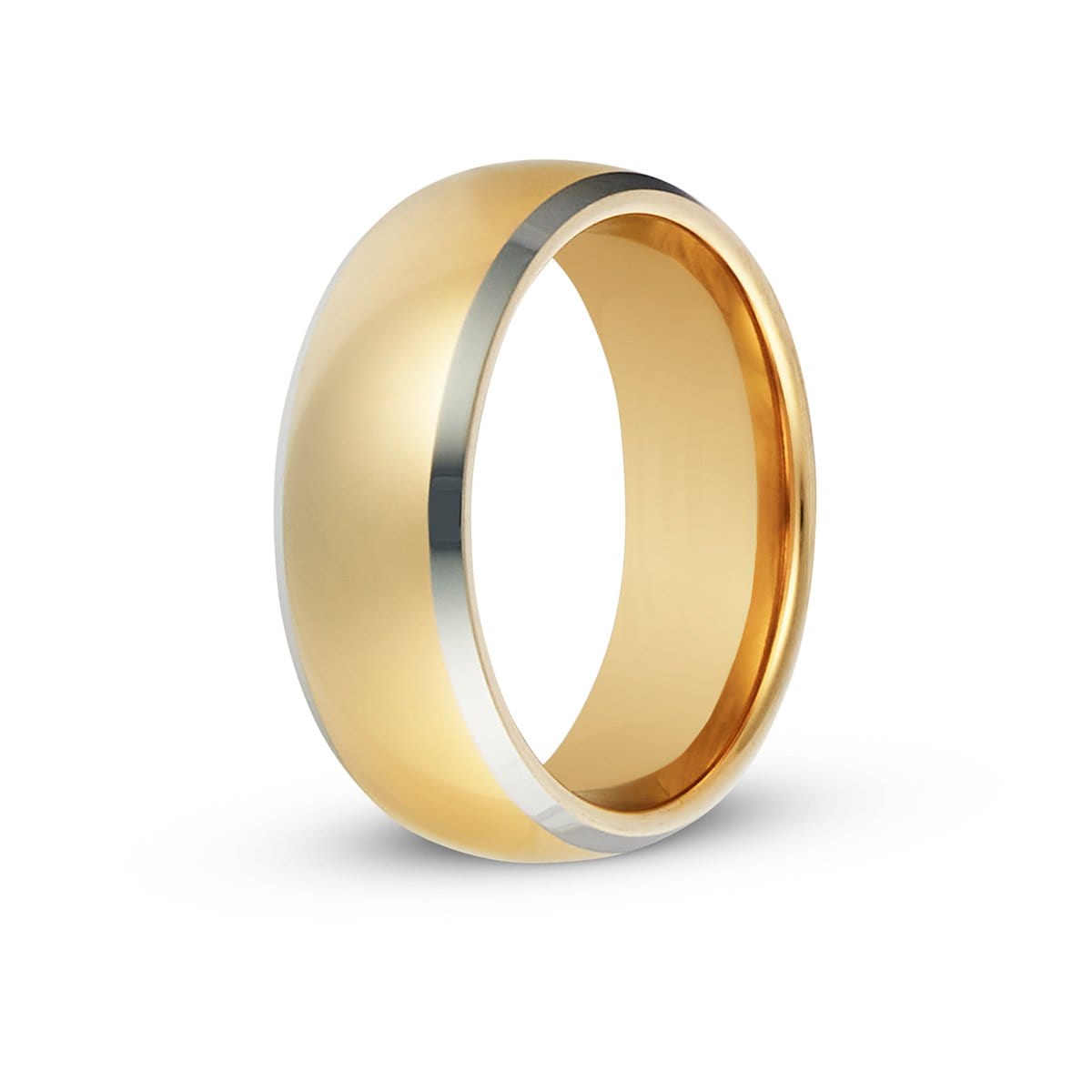Men’s Gold with Silver Edge Tungsten Ring