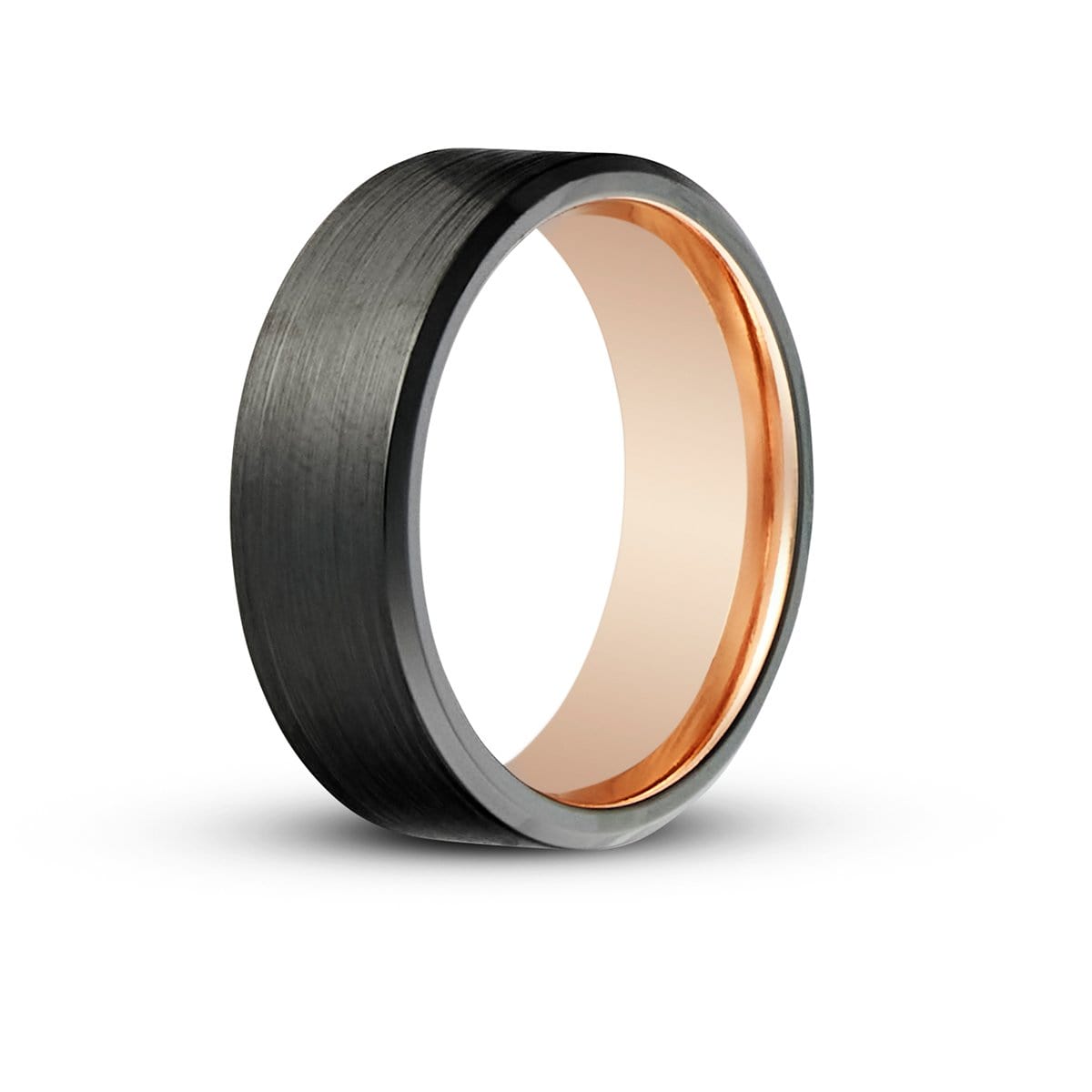 Men’s Black Zirconium Ring with Rose Gold Inlay