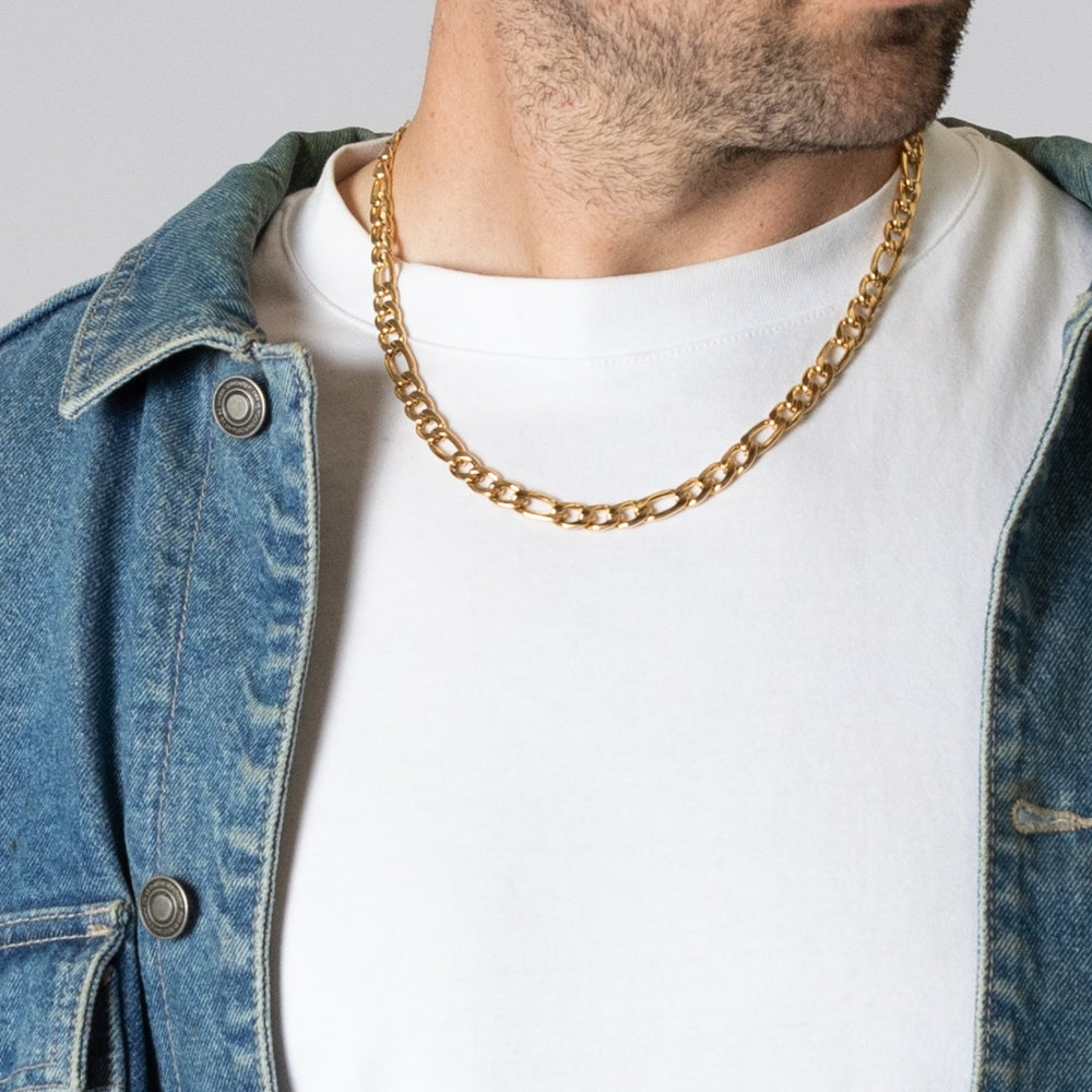 Gold Figaro Chain Necklace (8mm)