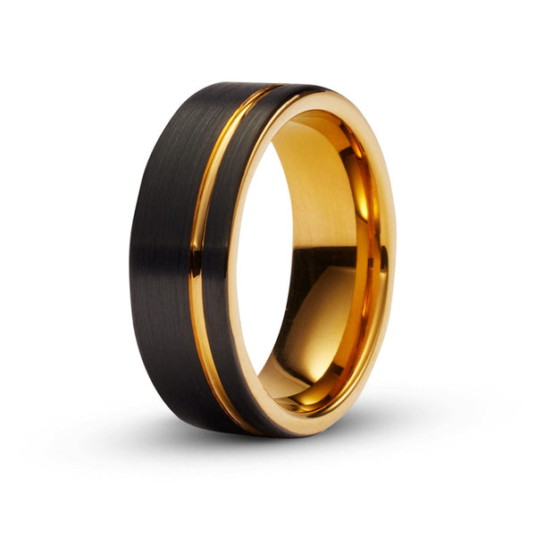 Men’s Black with Gold Accent Tungsten Ring | Tungsten rings - ETRNL