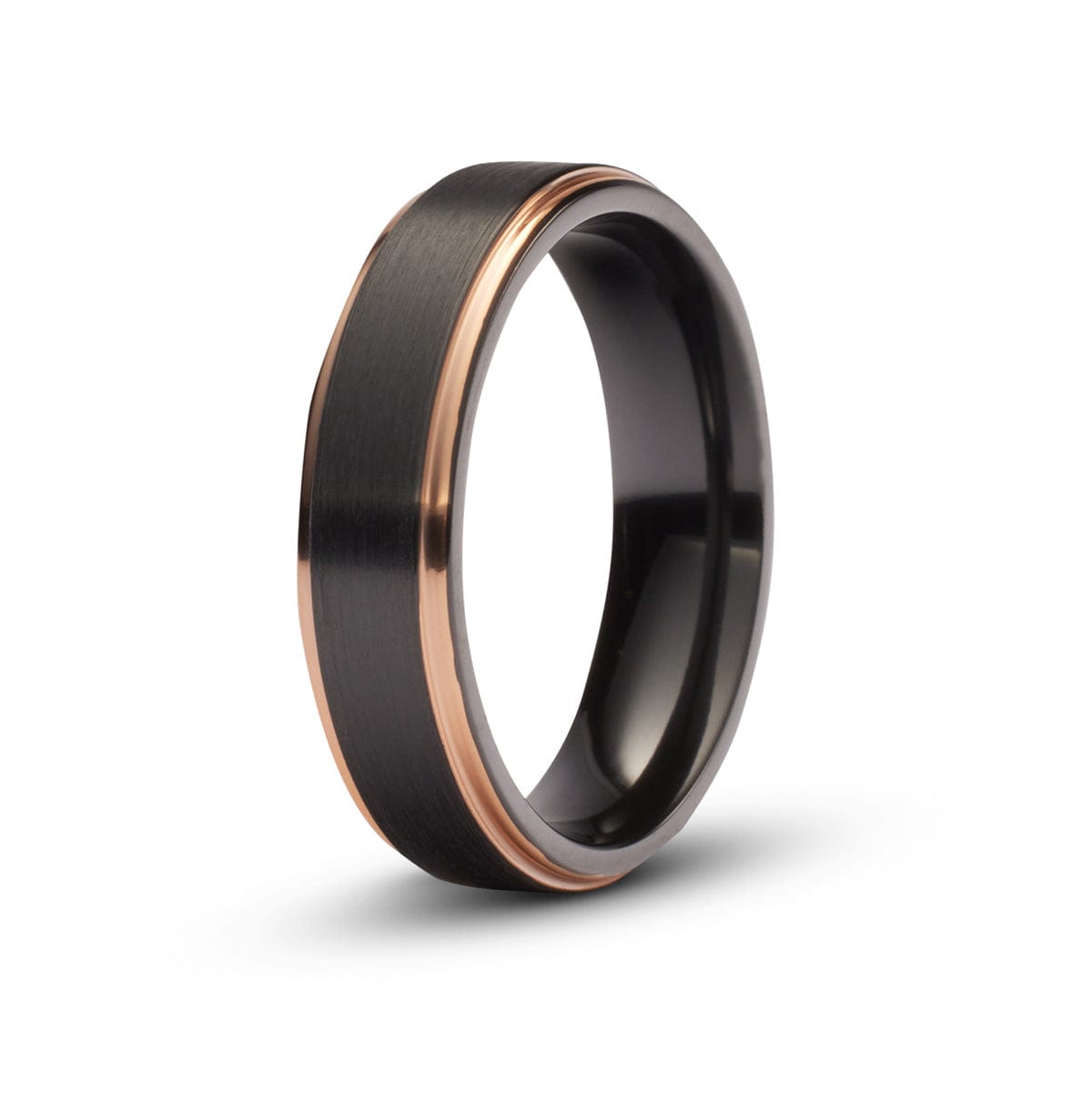 Men’s Rose Gold Edge Black Zirconium Ring