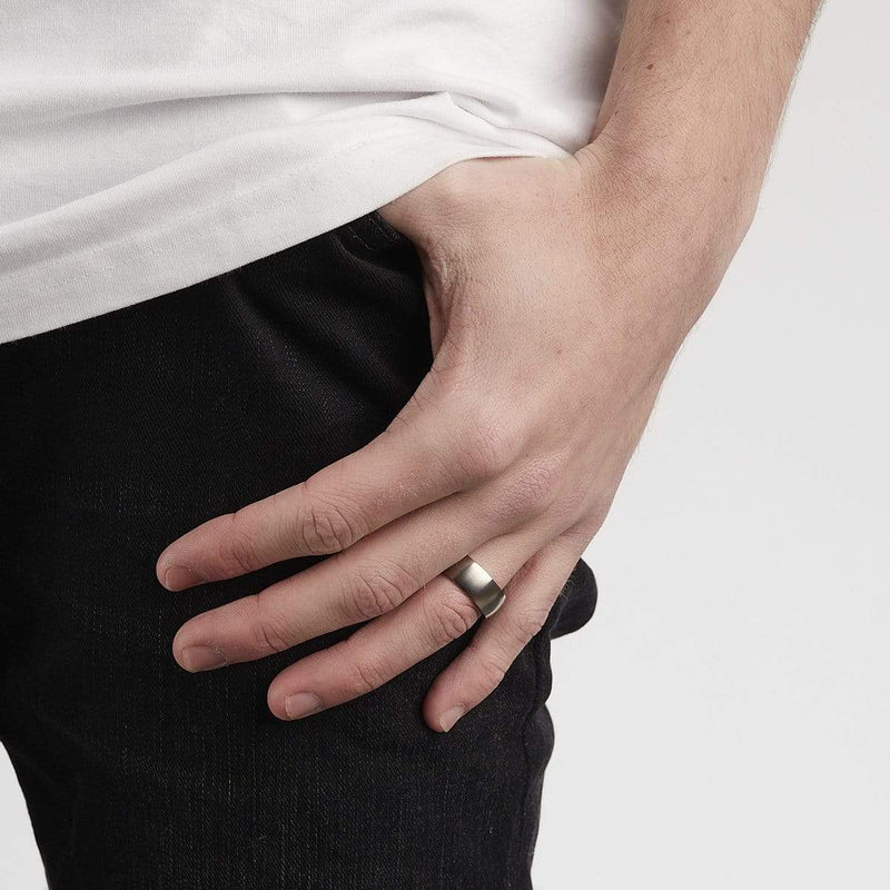 Men’s Brushed Silver Dome Titanium Ring - ETRNL