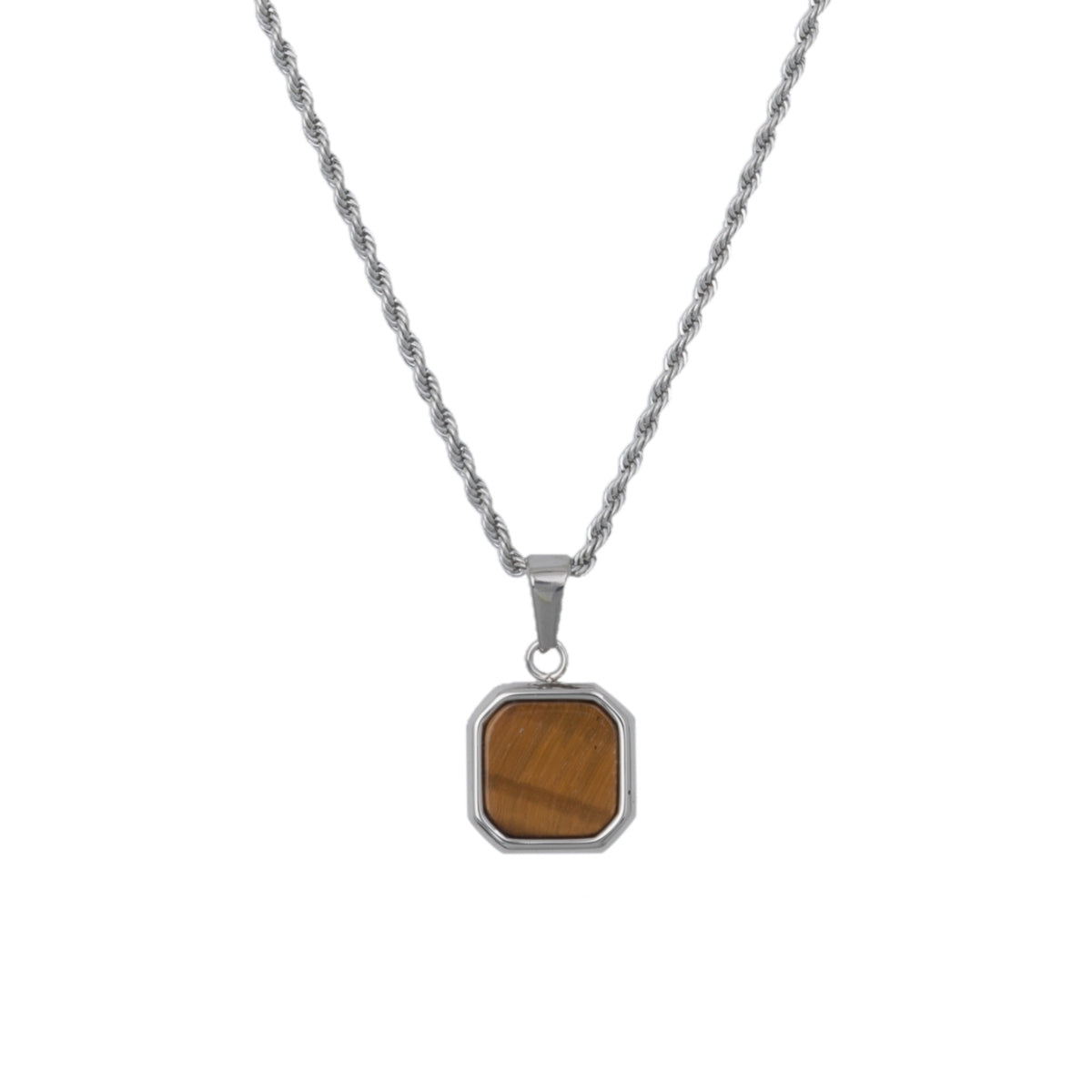 Silver Tiger Eye Pendant Necklace