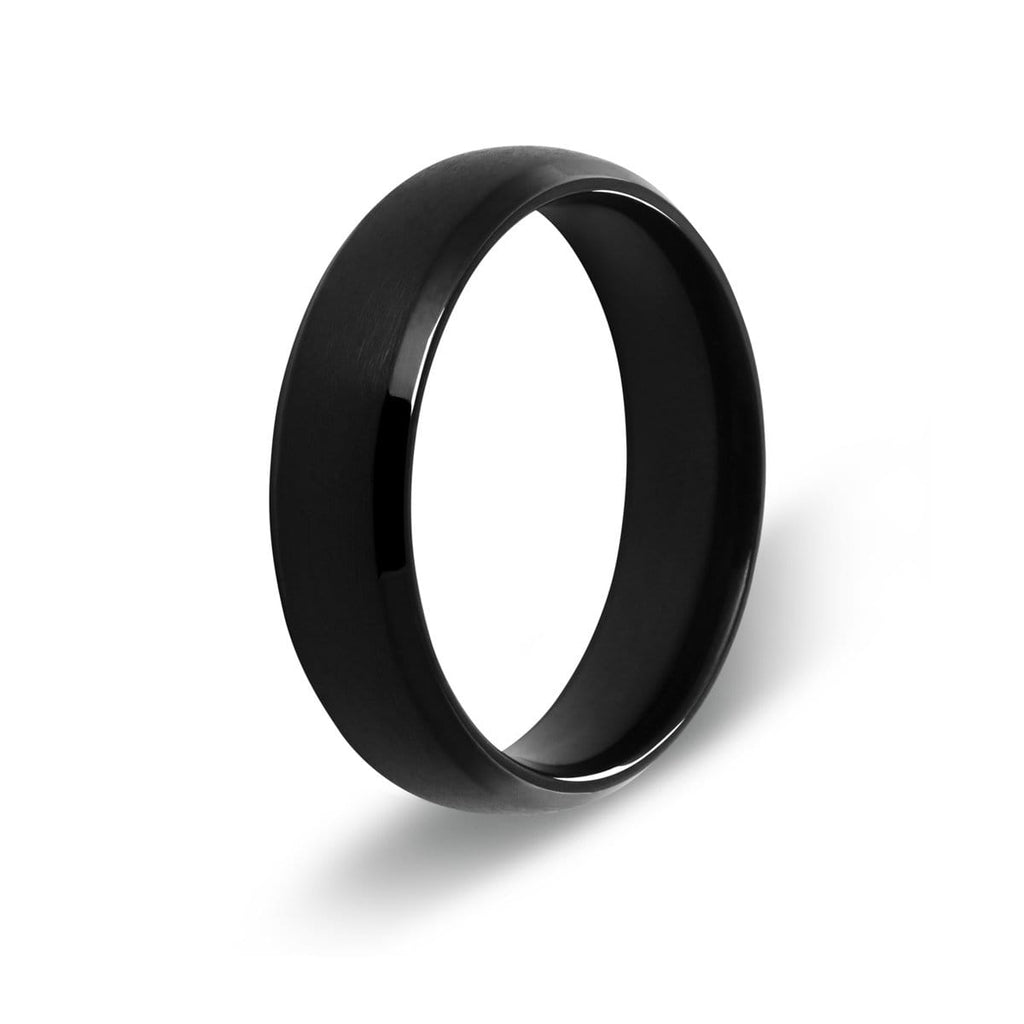 Men's Beveled Edge Black Titanium Ring - Main Image