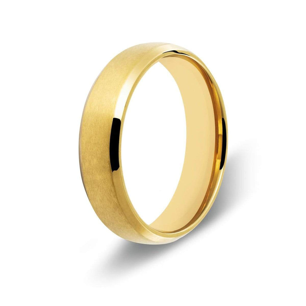 Men's Beveled Edge Gold Titanium Ring