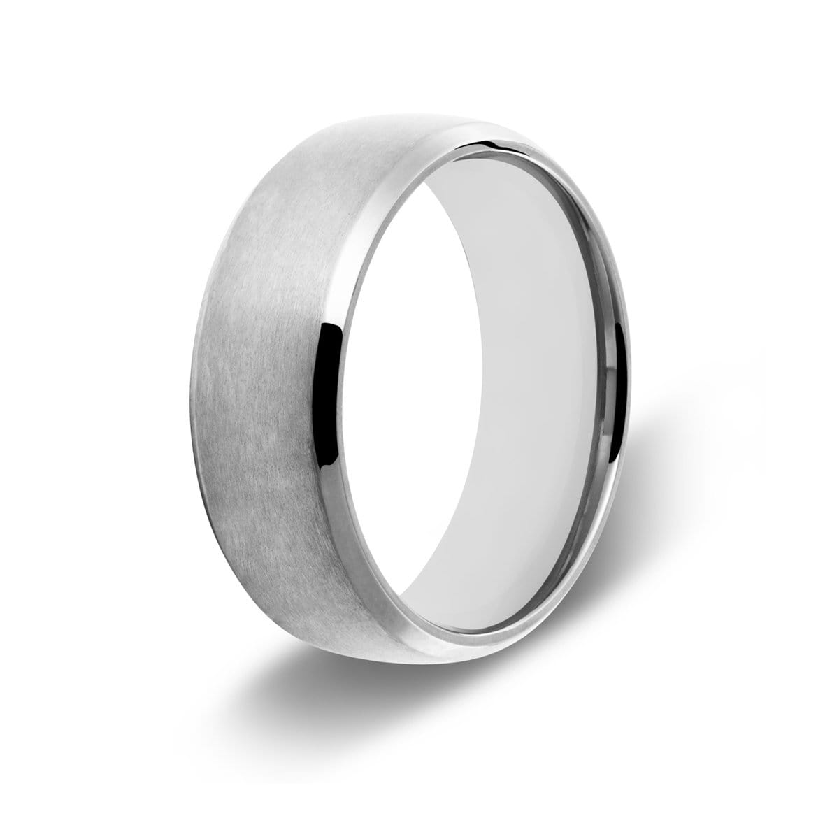 Men’s Beveled Edge Silver Titanium Ring